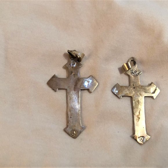 2 Vintage Mexican Sterling Silver Cross Pendants - Picture 2 of 6
